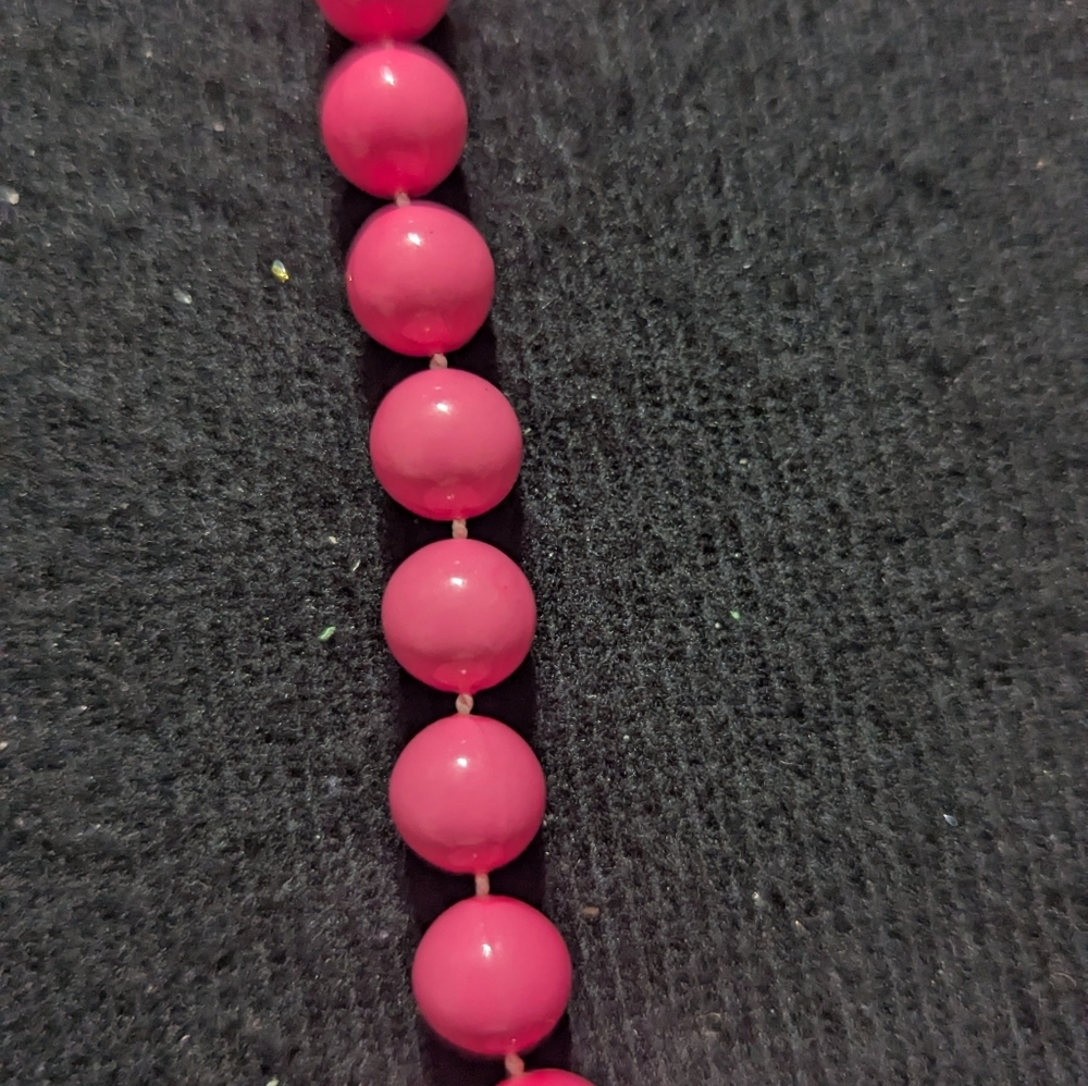 Vintage Pink Plastic Beaded Statement Necklace - image 2